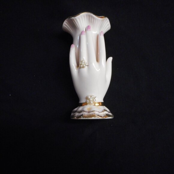 TILSO ... BUD VASE ... CERAMIC BUD VASE, HELD BY A HAND WITH RING AND BRACELET - Picture 3 of 9
